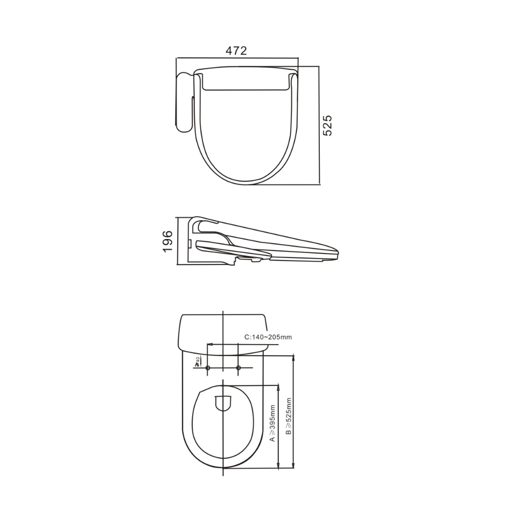 1024x1024 Smart Electric Toilet Bidet Seat - Bidet Sketch