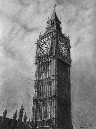 409x550 Drawn Big Ben London Sketch 7 - Big Ben London Sketch