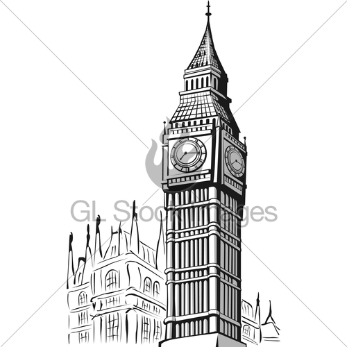 500x500 Sketch Of Big Ben London Gl Stock Images - Big Ben London Sketch