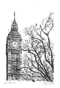 236x344 Sketch Of Big Ben London - Big Ben London Sketch