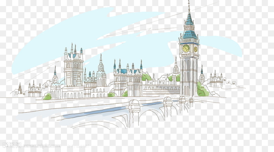 900x500 Drawing London Sketch - Big Ben Sketch