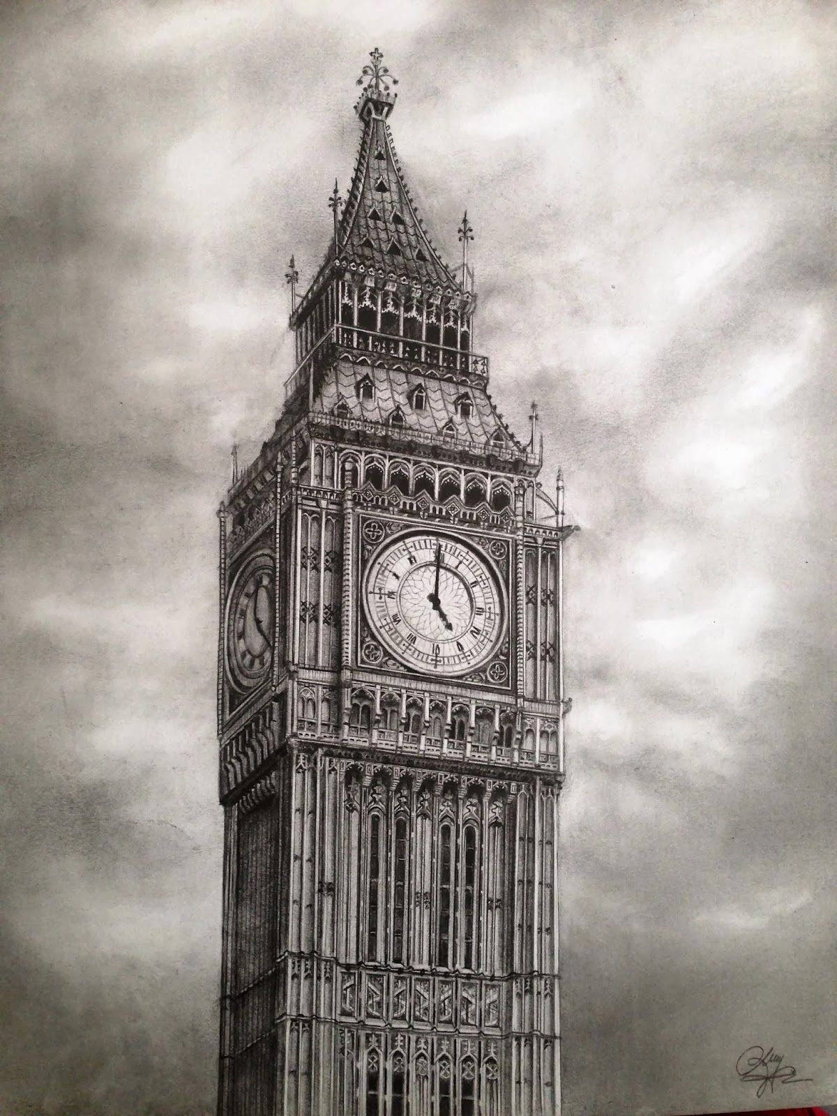 1200x1600 Pin By Amie G. On @rt Paintingssketches - Big Ben Sketch