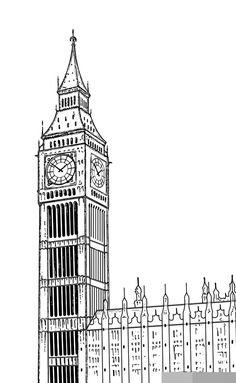 236x383 Sketch Of Big Ben London - Big Ben Sketch
