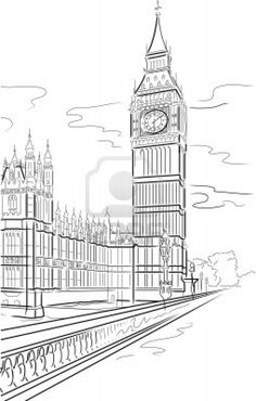 236x370 London Big Ben Drawing - Big Ben Sketch