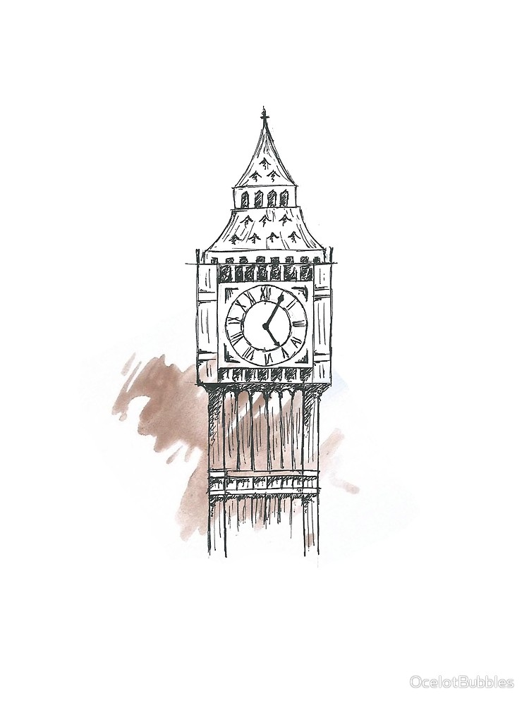 750x1000 Big Ben Pen Sketch By Ocelotbubbles Redbubble - Big Ben Sketch