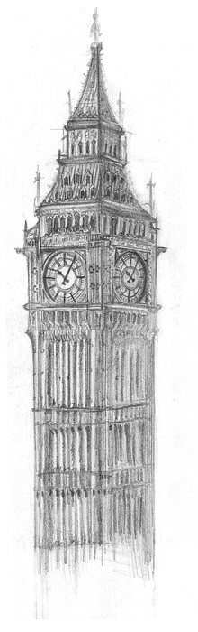 220x700 Big Ben Sketch Art Love Drawings, Art And Sketches - Big Ben Sketch