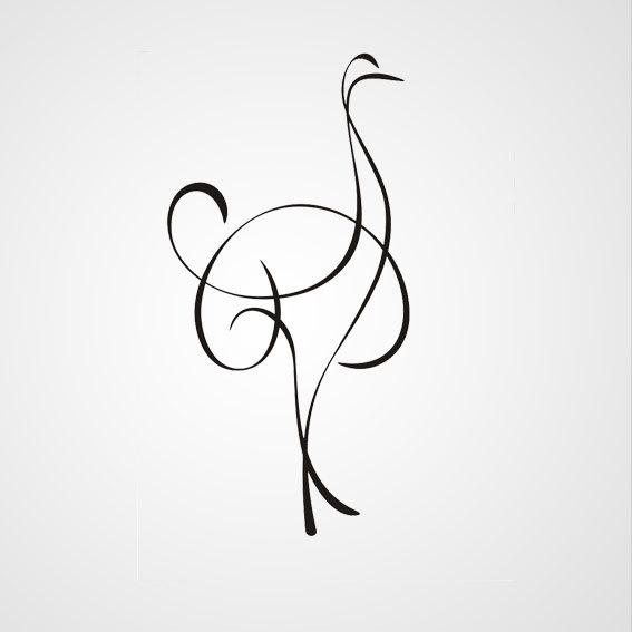 567x567 Ostrich Artistic Sketch Big Amp Small Sizes Colour Wall Sticker - Big Bird Sketch