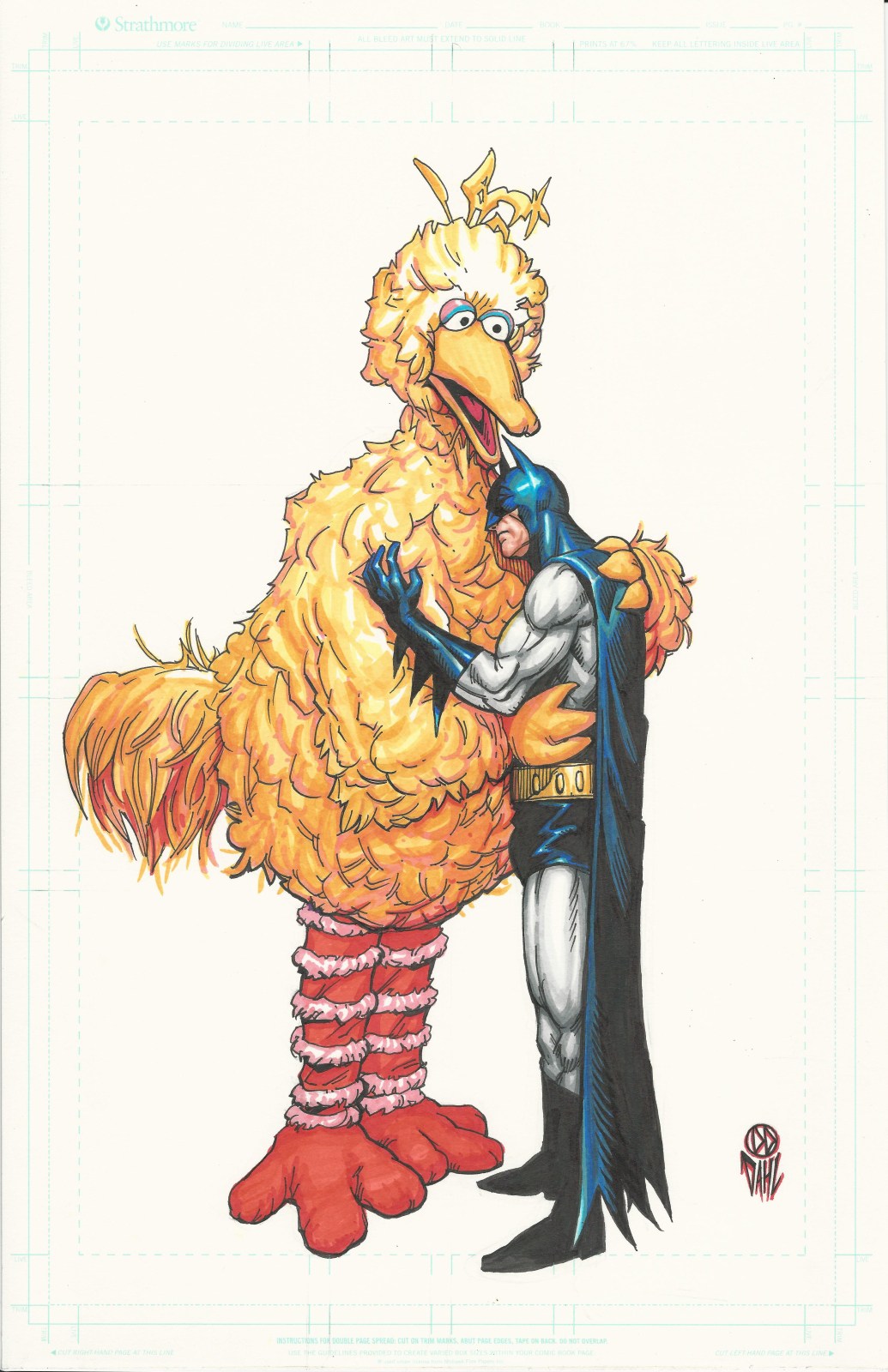 1035x1600 Big Bird And Batman The Art Of Daniel Dahl - Big Bird Sketch