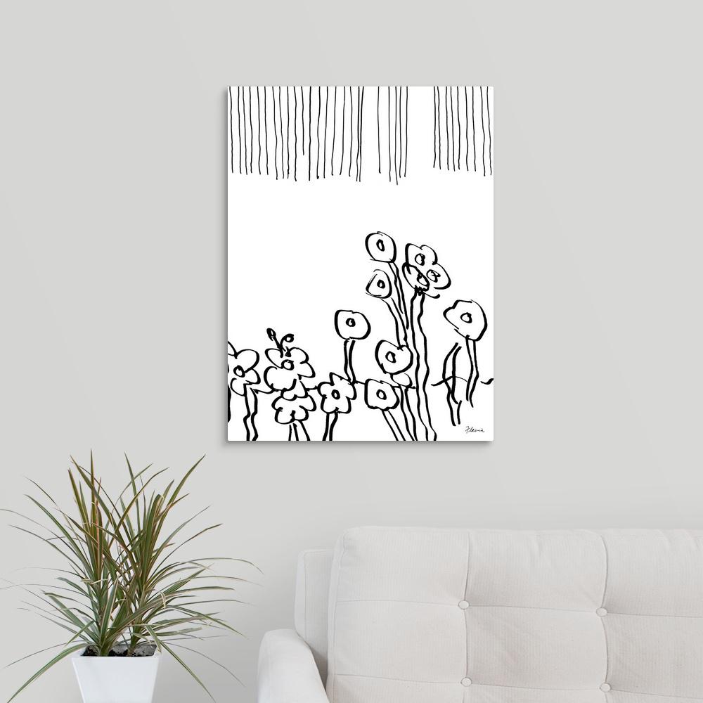 1000x1000 Greatbigcanvas Flower Sketch By Flavia Weedn Canvas Wall Art - Big Flower Sketch