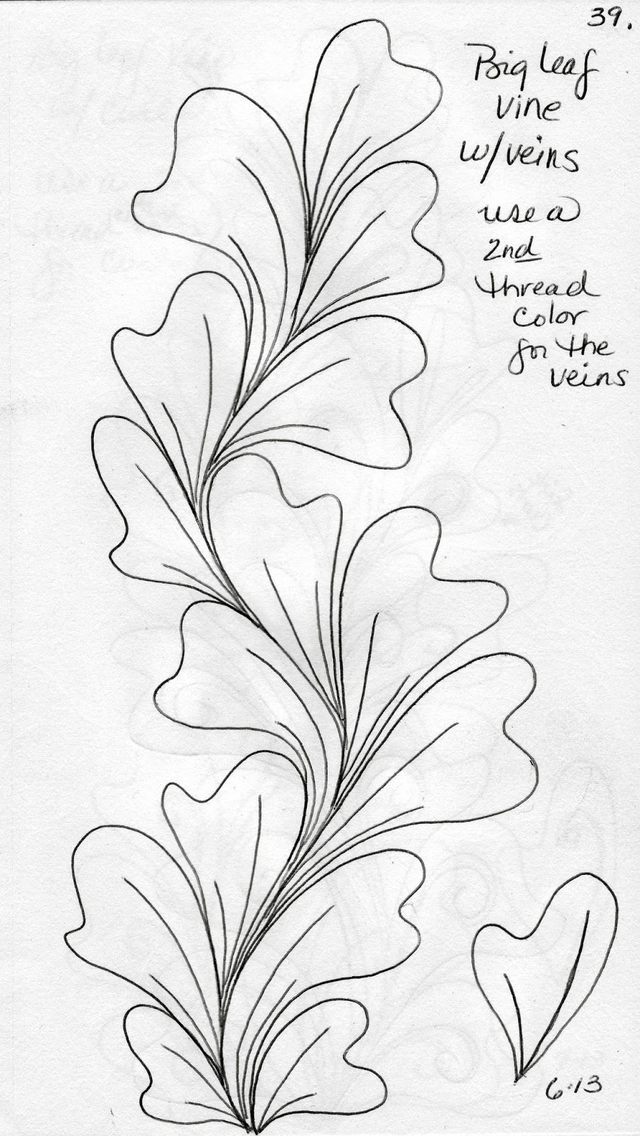 901x1600 Luann Kessi Quilting Sketch Book...big Leaf Vines - Big Flower Sketch