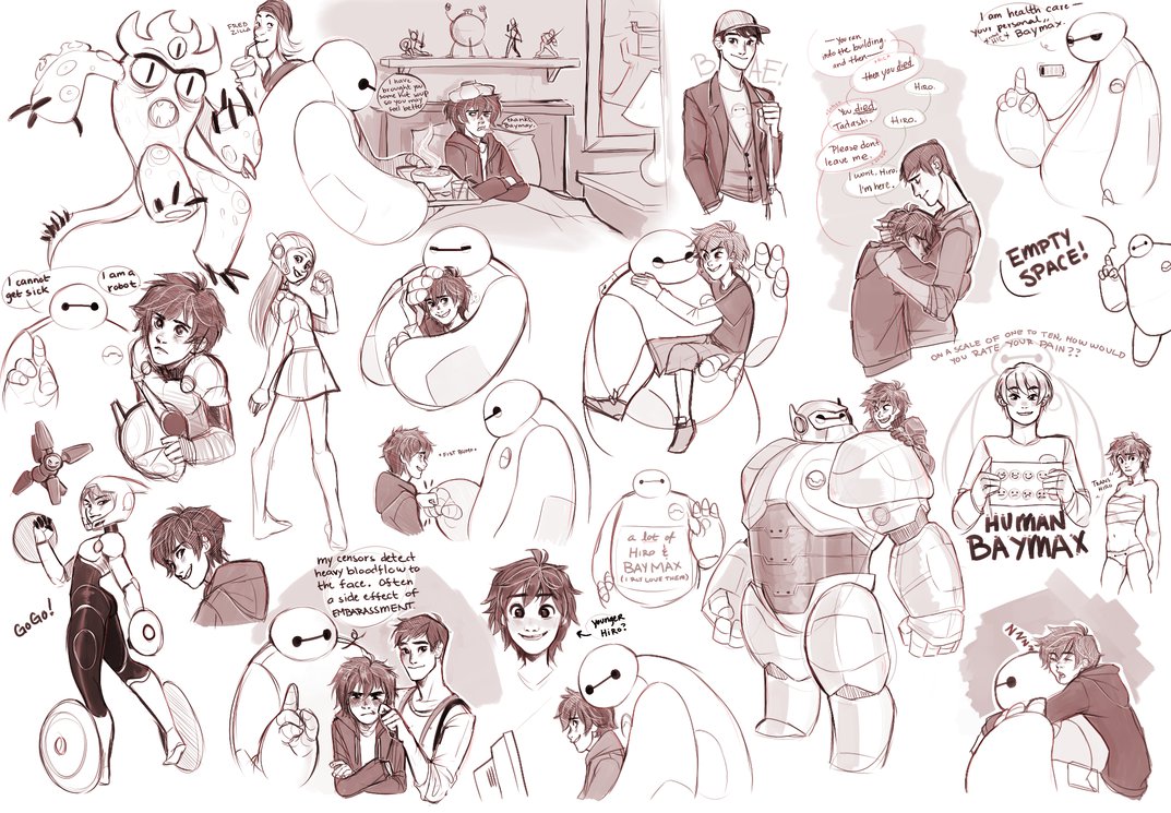 1073x745 Big Hero 6 Sketchdump! By Ron Nie - Big Hero 6 Sketches