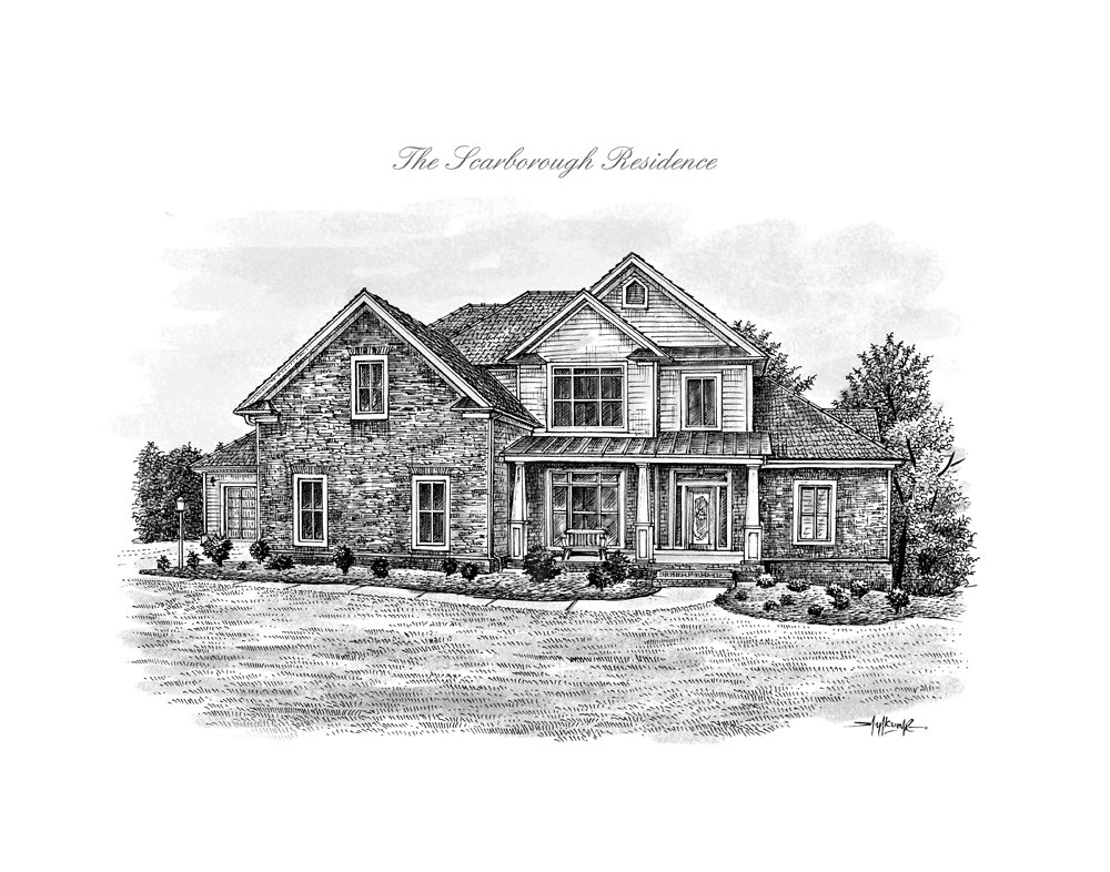 1000x786 Home Sketch House Sketch Art From A Photo Art Gallery Home - Big House Sketch