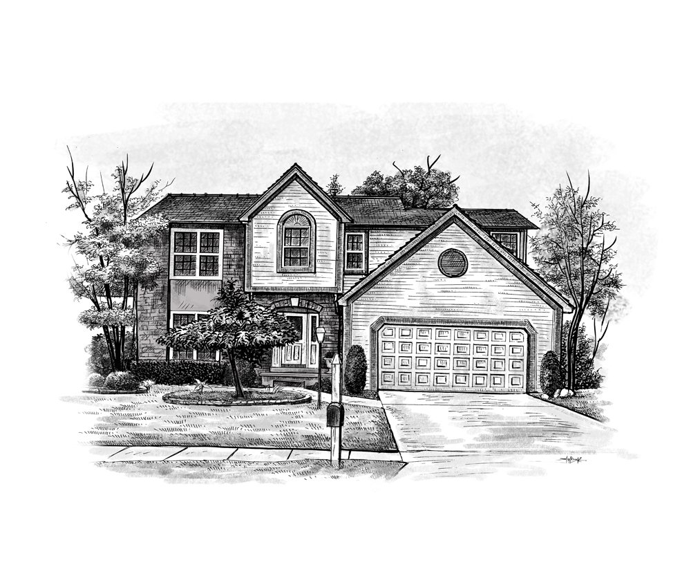 1000x833 Home Sketch House Sketch Art From A Photo Art Gallery - Big House Sketch