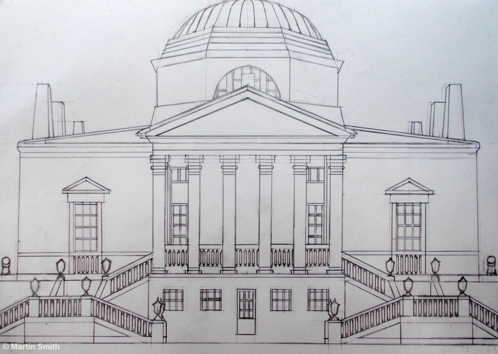 1024x728 How To Draw A Big House Pencil Drawings Of Houses Pencil Sketch - Big House Sketch