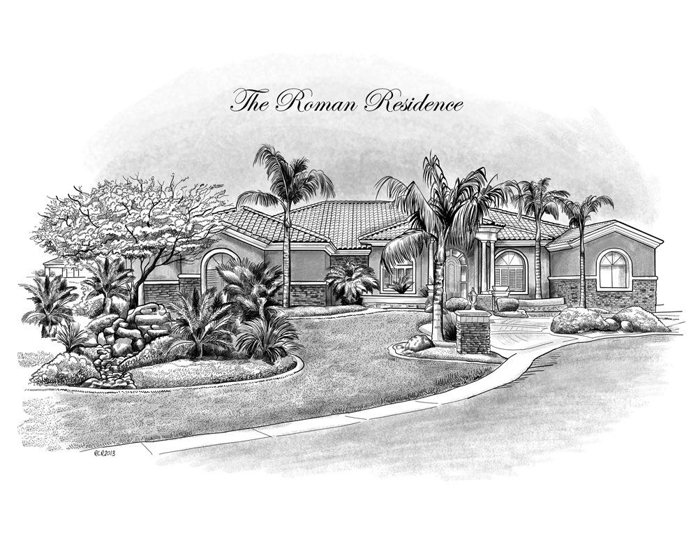 1000x786 Pen And Ink House Sketches From A Photo - Big House Sketch