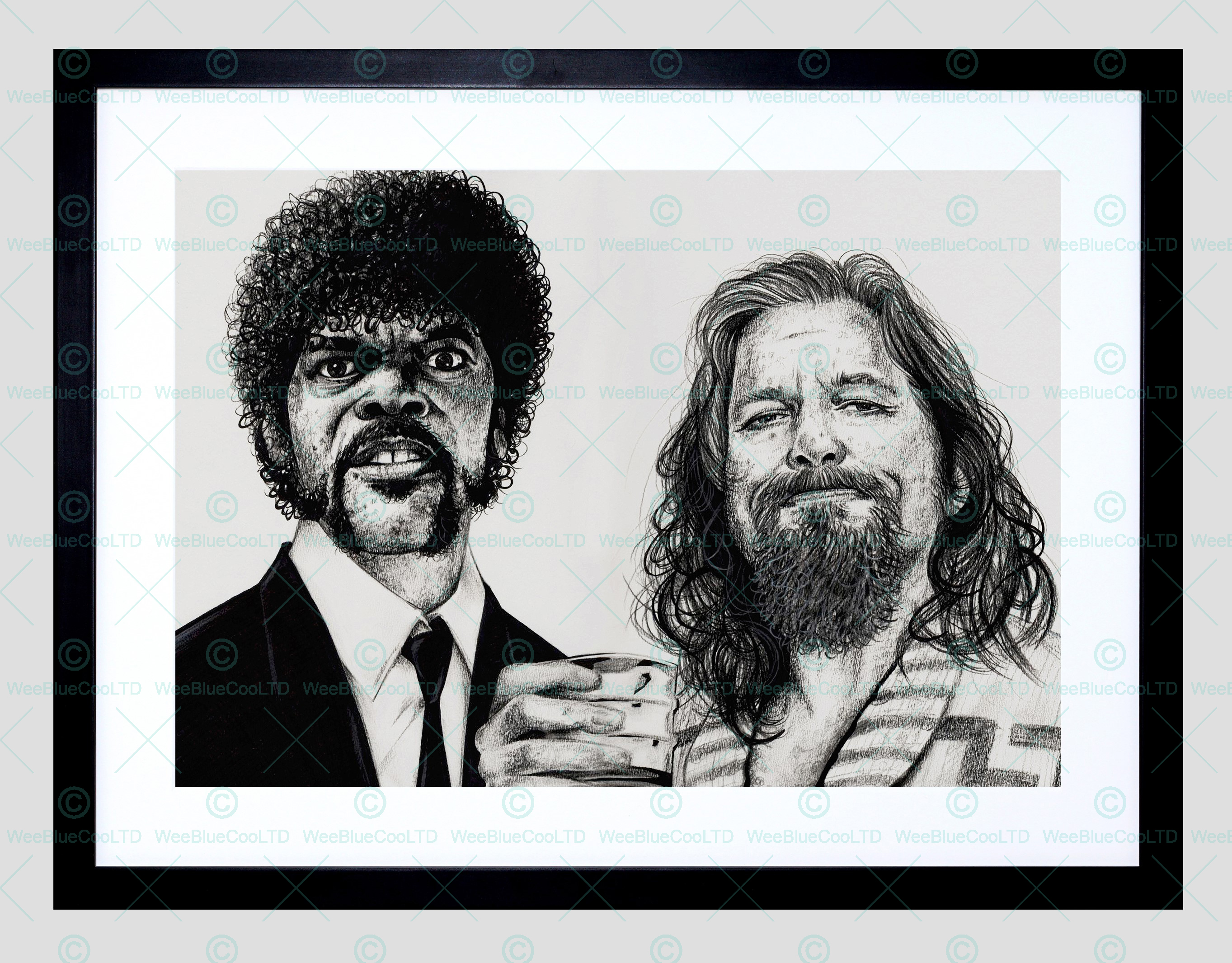 2726x2131 Pulp Fiction Big Lebowski Drawing Art Framed Art Print By W - Big Lebowski Sketch