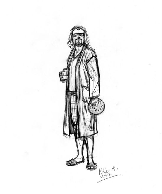 550x660 The Dude - Big Lebowski Sketch