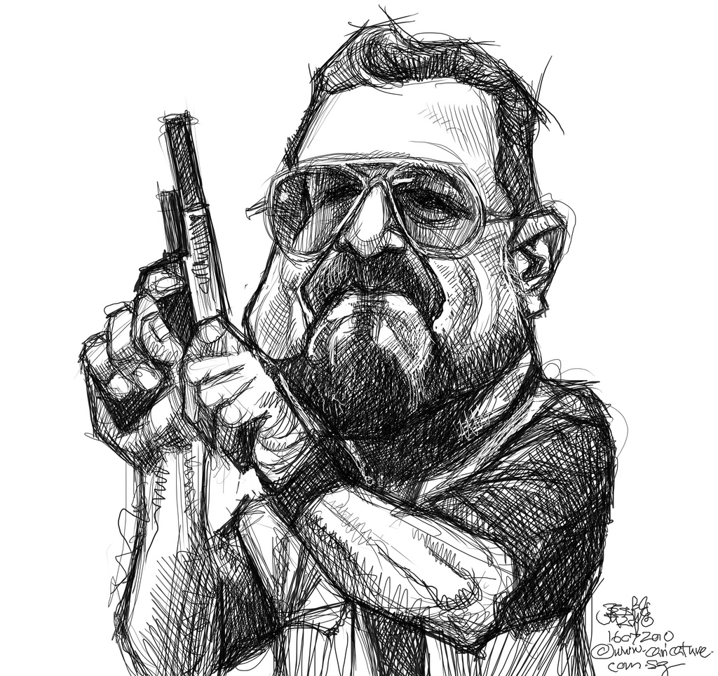 1024x964 Digital Sketch Of The Big Lebowski - Big Lebowski Sketch