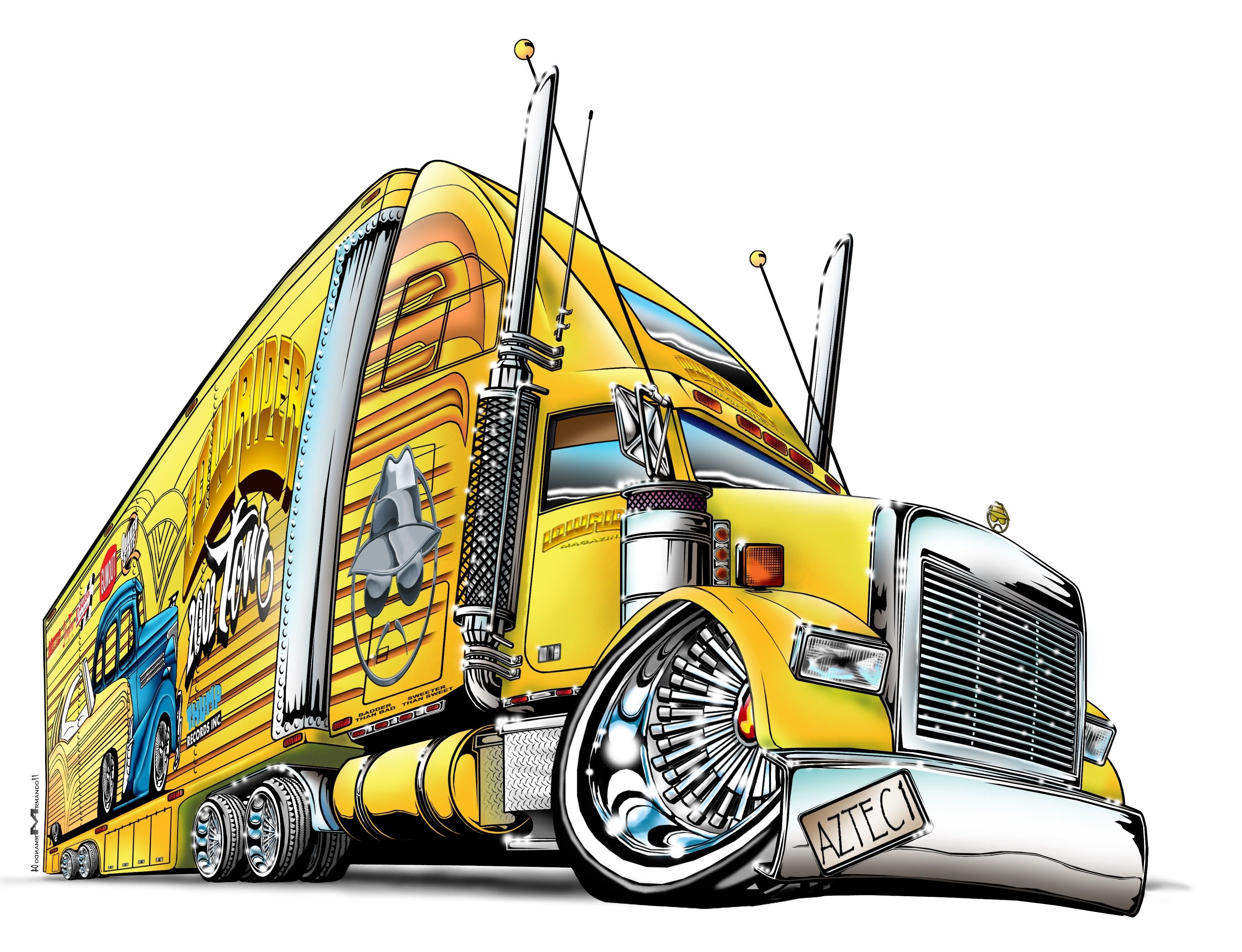 3000x2300 Lowriding Semi Truck Big Rig Lowrider Cars - Big Rig Sketches
