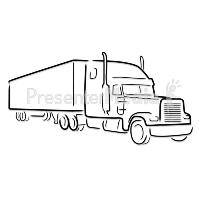 400x400 Semi Truck Outline Drawing - Big Rig Sketches