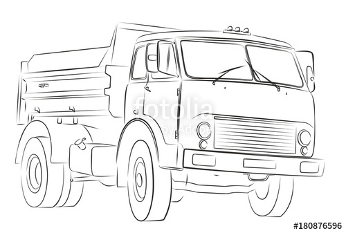 500x337 Sketch Of The Big Truck. Stock Image And Royalty Free Vector - Big Truck Sketch