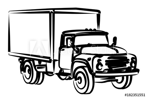 500x333 Sketch Of The Old Big Truck. - Big Truck Sketch
