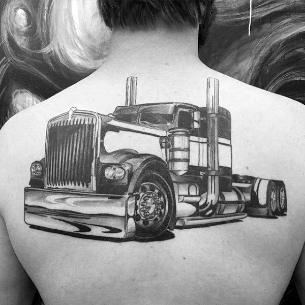 600x600 60 Truck Tattoos For Men - Big Truck Sketch
