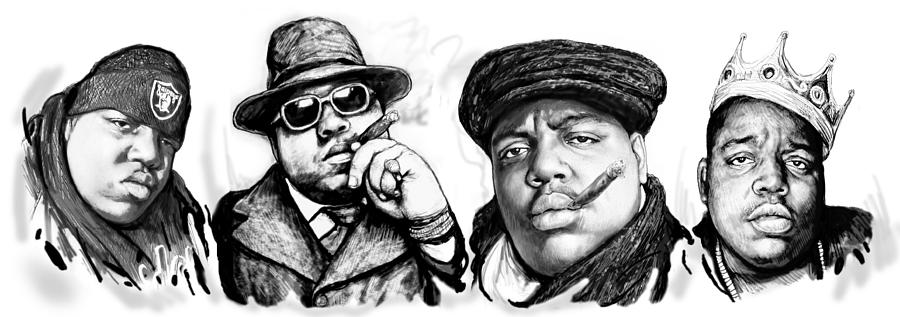 900x317 Biggie Smalls Art Drawing Poster Painting By Kim Wang - Biggie Sketch