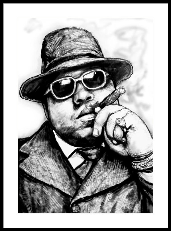 600x807 Biggie Smalls Art Drawing Sketch Portrait - Biggie Sketch