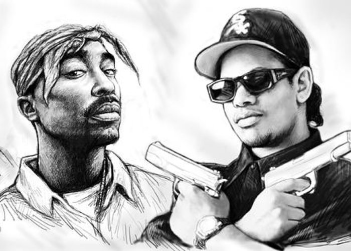 700x500 Biggie With Rap Art Drawing Poster Greeting Card For Sale By Kim Wang - Biggie Sketch