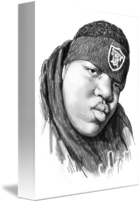 447x650 The Notorious B.i.g. Black And White Drawing Portrait Sketch - Biggie Sketch