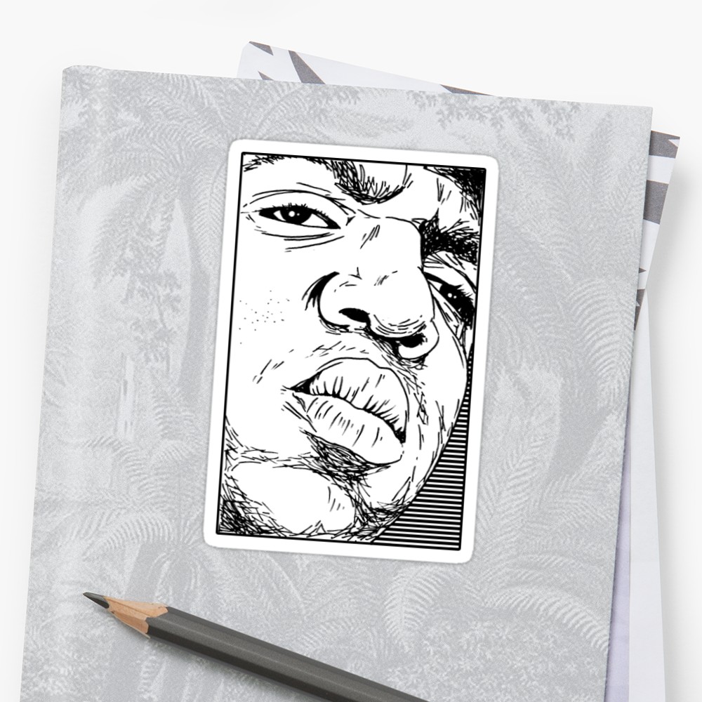 1000x1000 Biggie Sketch Art Stickers By Dopeandbirds Redbubble - Biggie Sketch