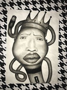 225x300 Original The Notorious Big,biggie Smalls Charcoal Pencil Art - Biggie Smalls Sketch