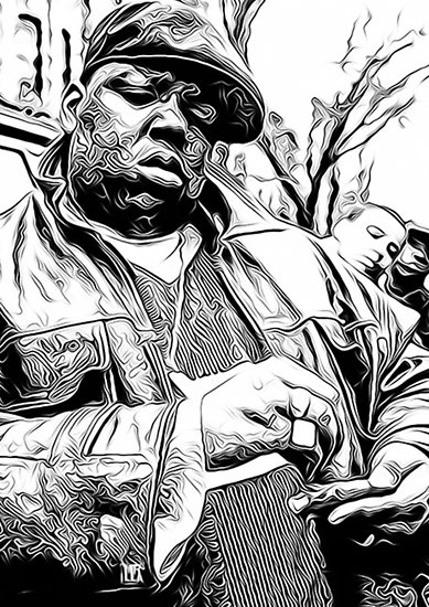 389x550 Biggie Smalls Print Rollin Blunts Posters By Differenttings - Biggie Smalls Sketch