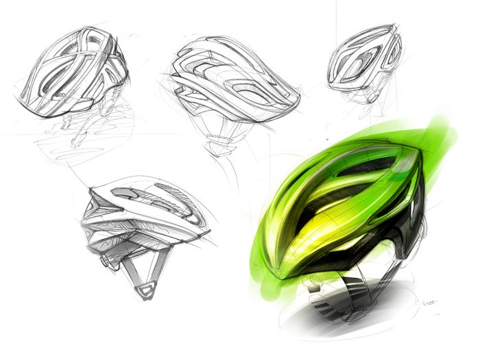 700x520 Loose . Felt Tip . Pencil . Digital Colour Draw - Bike Helmet Sketch