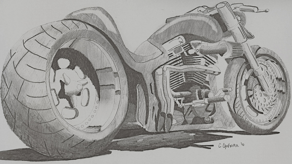 1024x577 Bike Sketch Pencil On Poster Board Clint Gorman - Bike Sketch