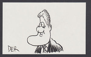 300x188 Lambert Der, Houston Post Cartoonist, Original Signed Bill Clinton - Bill Clinton Sketch