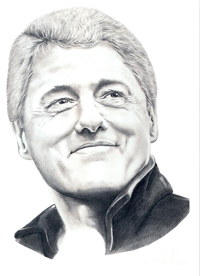 654x900 President Bill Clinton Drawing By Murphy Elliott - Bill Clinton Sketch