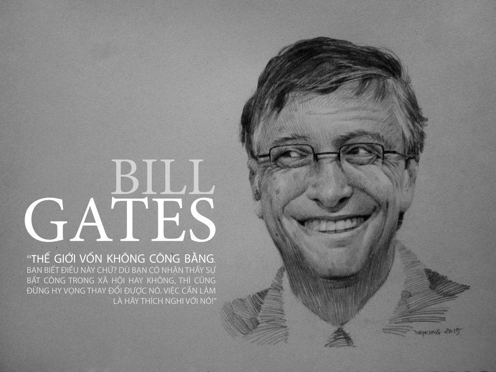 1024x768 Bill Gates By Tintrung - Bill Gates Sketch