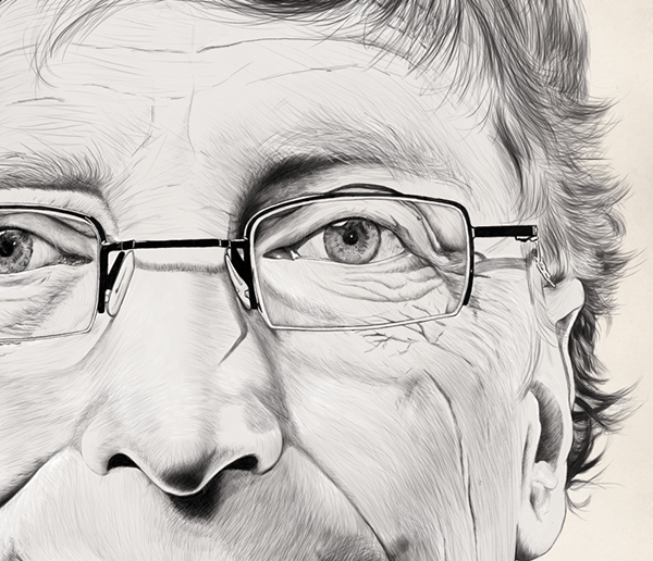 600x516 Bill Gates Digital Drawing On Behance - Bill Gates Sketch