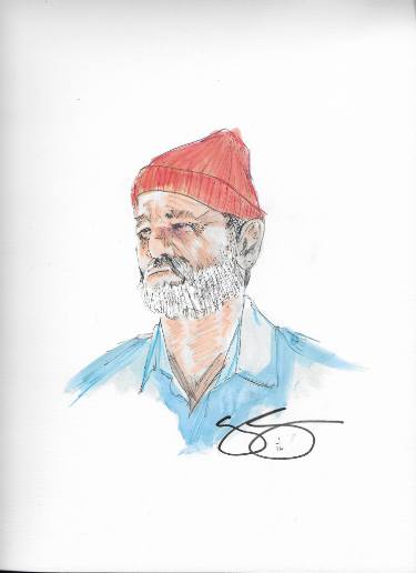 375x516 Steve Zissou (Bill Murray) Drawing By Eloy Esparza Saatchi Art - Bill Murray Sketch