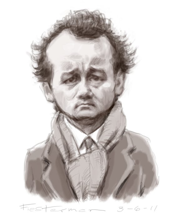 565x700 William Fiesterman One Painting Or Drawing Per Day Caricature Of - Bill Murray Sketch
