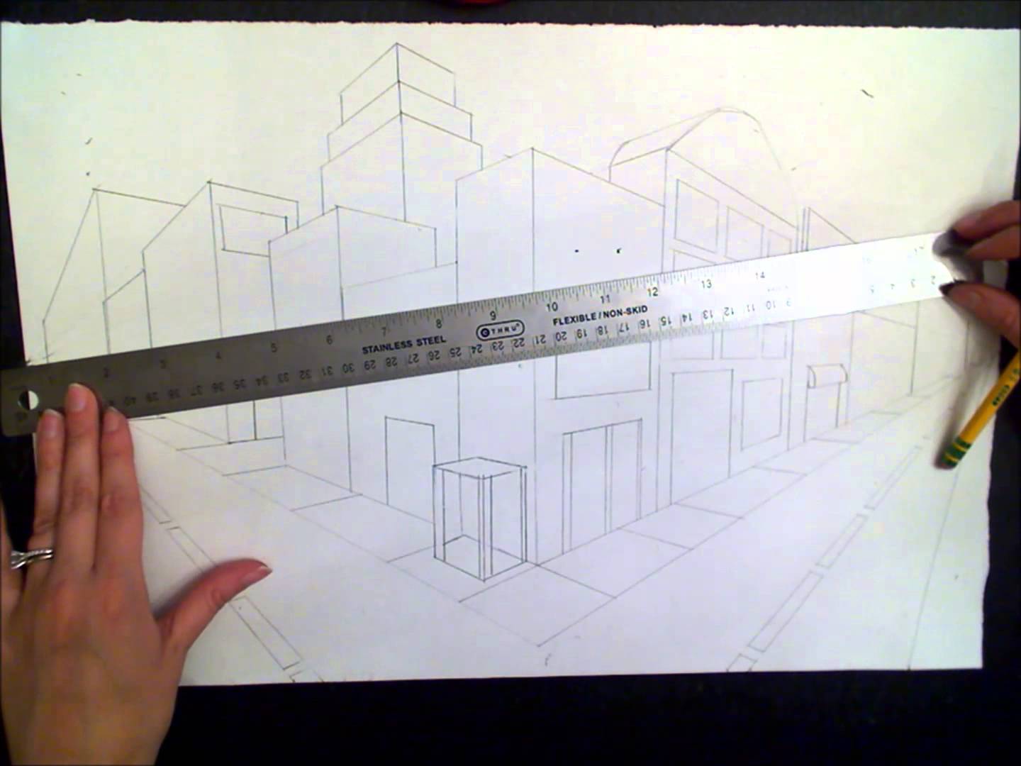 1440x1080 6th Grade Two Point Perspective Adding A Billboard - Billboard Sketch