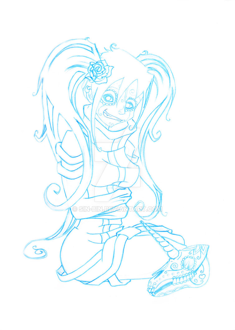 755x1058 Sugar Skull Sin Sketch By Sin Bin - Bin Sketch