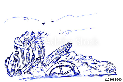 500x334 Hand Draw Sketch, Trash And Trash Bin - Bin Sketch