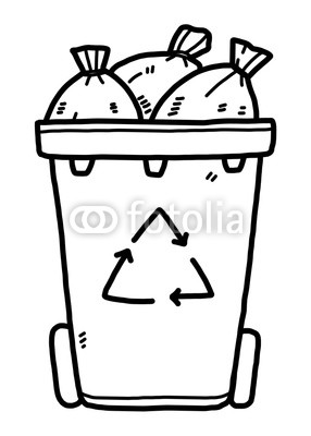 286x400 Recycle Bin Cartoon Vector And Illustration, Black And White - Bin Sketch