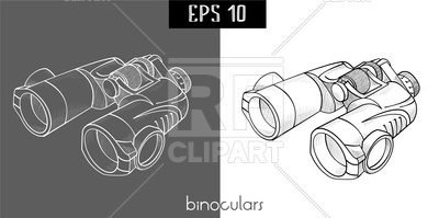 400x199 Binoculars Sketch Vector Image Vector Artwork Of Silhouettes - Binoculars Sketch