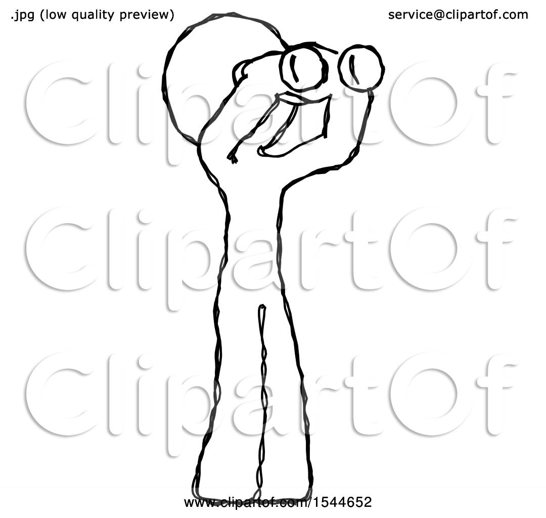 1080x1024 Sketch Design Mascot Man Looking Through Binoculars To The Right - Binoculars Sketch