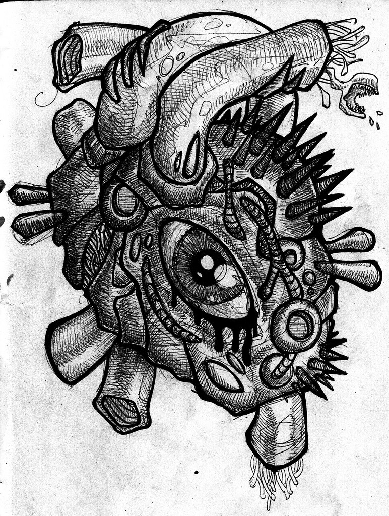 772x1024 Biomechanical Heart Sketch Sketchbook (Ballpoint) - Biomechanical Sketch