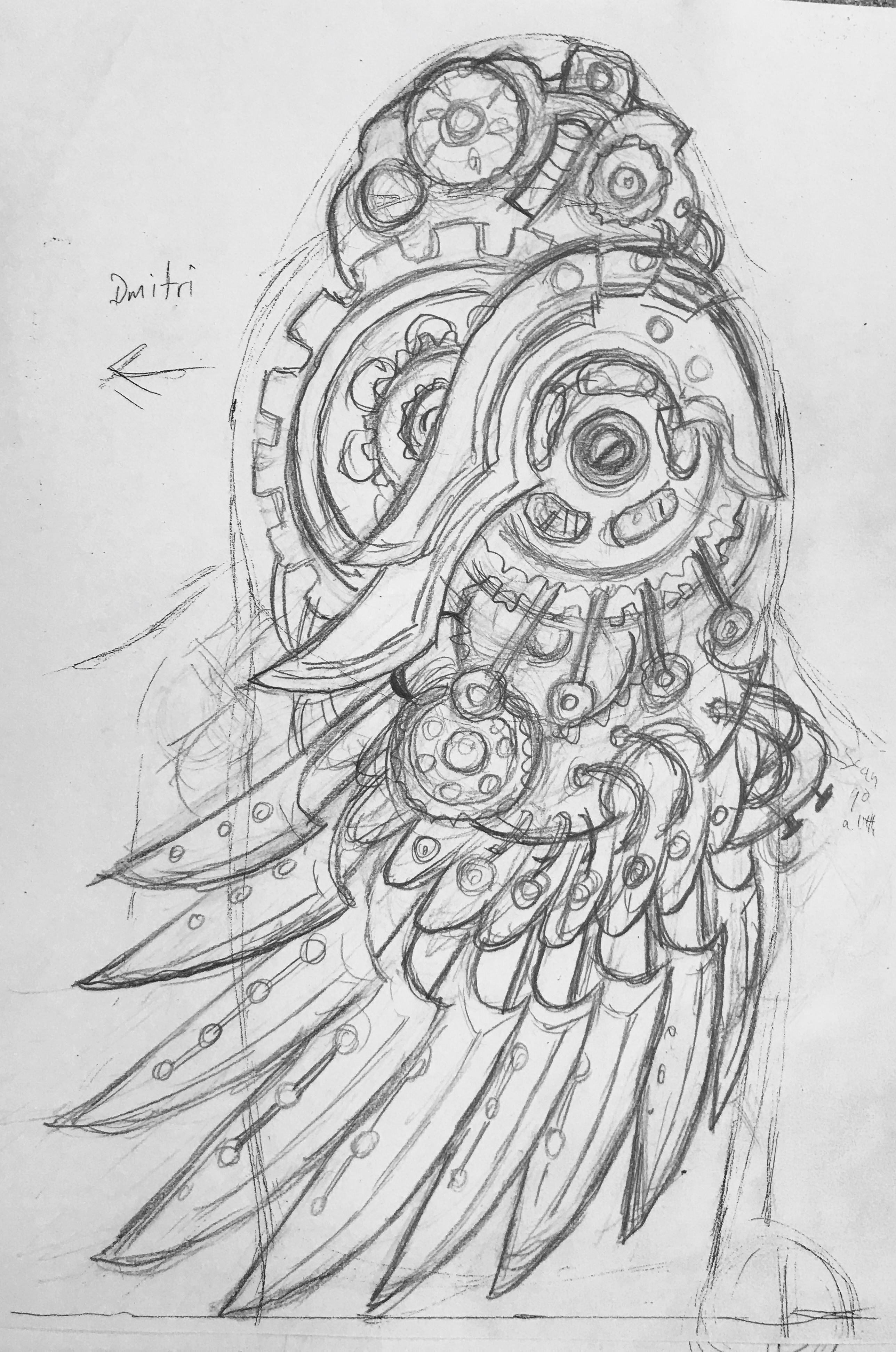 2576x3885 Evolution Of My Biomechanical Wing Tattoo. - Biomechanical Sketch